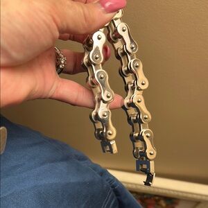 Bikers Chian Stainless steel, nickel plated  an extra large link chain.